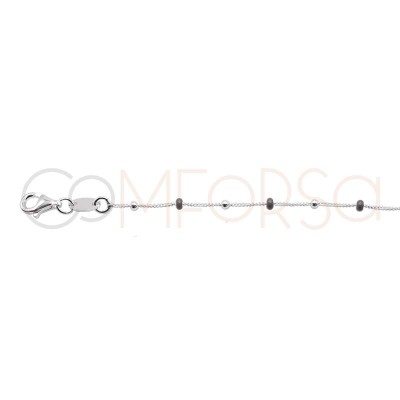 Sterling silver 925 love choker with beads & pendants 40 + 6cm