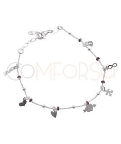 Pulsera abalorios love esmalte 18 + 3cm Plata 925