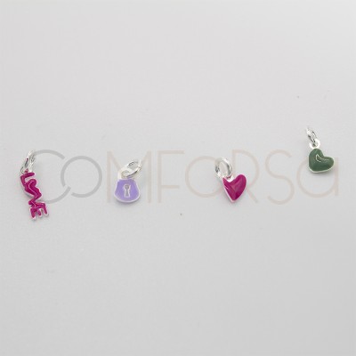 Colgante mini "love'' con esmalte fucsia 9.40 x 2.6mm Plata 925