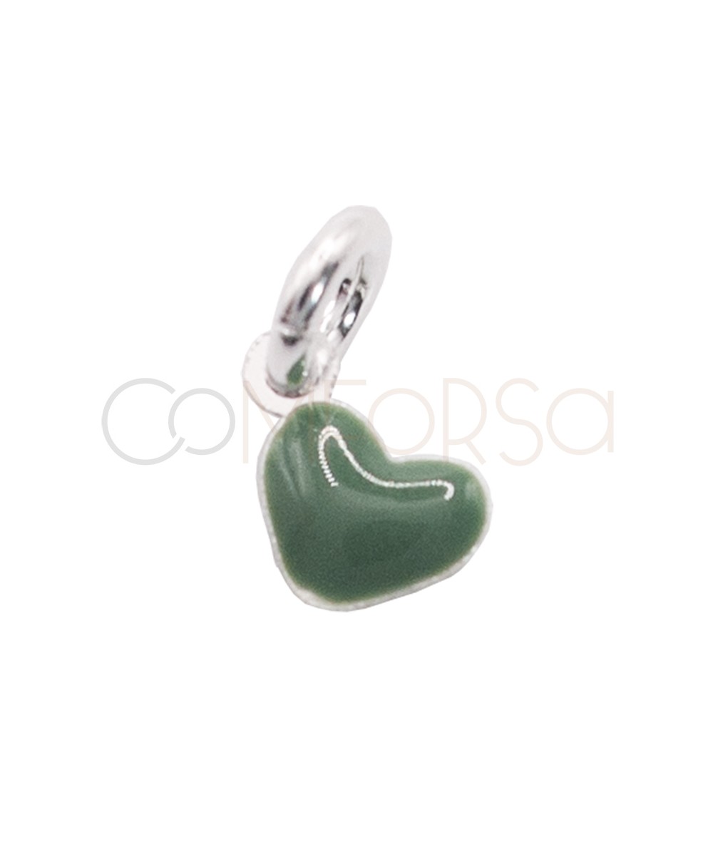 Colgante mini corazón con esmalte mint 4.6 x 3.8mm Plata 925