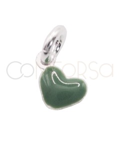 Colgante mini corazón con esmalte mint 4.6 x 3.8mm Plata 925