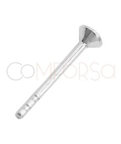 Sterling silver 925 Ear post with cone Cap 3 mm