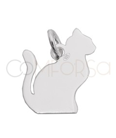 Sterling silver 925 seated cat pendant 15 x 15mm