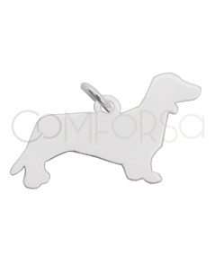 Grabación 1 cara Dije perro Teckel 27 x 13mm Plata 925