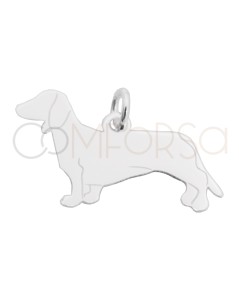 Grabación 1 cara Dije perro Teckel 27 x 13mm Plata 925