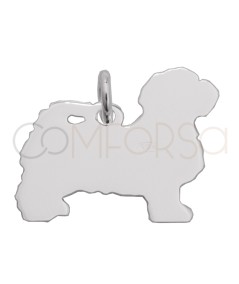 Engraving + Sterling silver 925 Maltese Bichon dog pendant 16 x 15mm