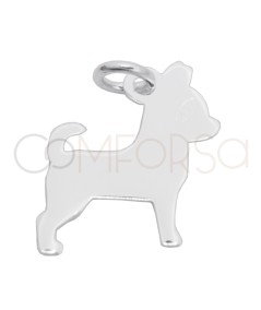 Grabación 1 cara Dije perro Chihuahua 12 x 15mm Plata 925