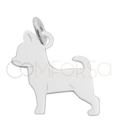 Grabación 1 cara Dije perro Chihuahua 12 x 15mm Plata 925