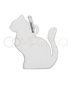 Colgante gato sentado 15 x 15mm Plata 925