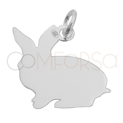 Grabación 1 cara Dije conejo 15 x 15mm Plata 925