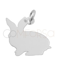 Grabación 1 cara Dije conejo 15 x 15mm Plata 925