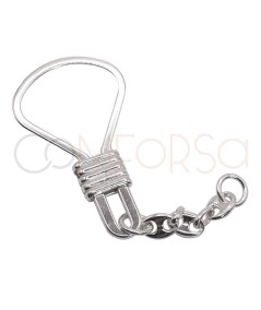 Sterling Silver 925 Key Ring with Chain 25 x 73 mm