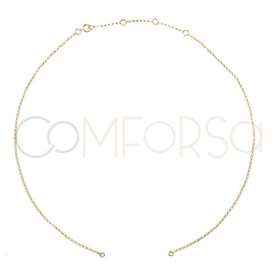 Cadena rolo con anillas 35 cm con alargador 6 cm Plata 925 chapada en oro