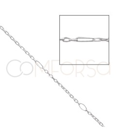 Sterling silver 925 thin cable chain with interleaved jump ring 1 x 1.3mm (by the foot)