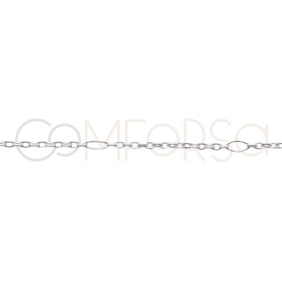 Sterling silver 925 thin cable chain with interleaved jump ring 1 x 1.3mm (by the foot)