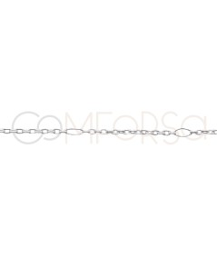 Sterling silver 925 thin cable chain with interleaved jump ring 1 x 1.3mm (by the foot)