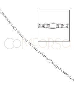 Sterling silver 925 thick cable chain with interleaved jump ring 1.5mm (by the foot)