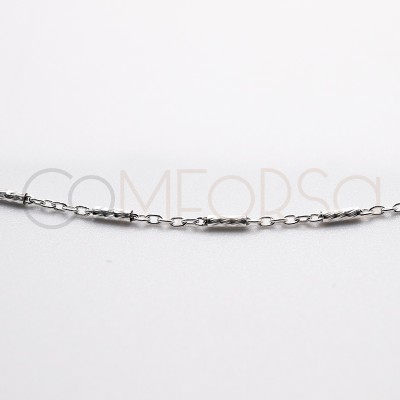 Sterling silver 925 cable & tube chain 2 x 1.5mm (by the foot)