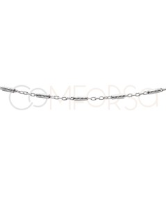 Sterling silver 925 cable & tube chain 2 x 1.5mm (by the foot)