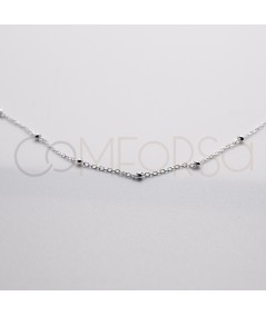 Sterling silver 925 cable chain with balls 15cm + 3cm