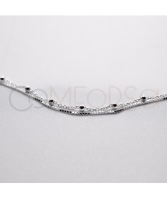 Sterling silver 925 double box chain bracelet with balls 15cm + 3cm