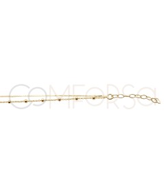 Gold-plated sterling silver 925 double box chain bracelet with balls 15cm + 3cm