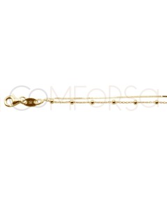 Gold-plated sterling silver 925 double box chain bracelet with balls 15cm + 3cm