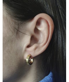 Gold-plated sterling silver 925 plain hoop earrings 14mm
