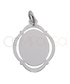 Sterling silver 925 cut-out Virgin oval medal 14 x 20mm