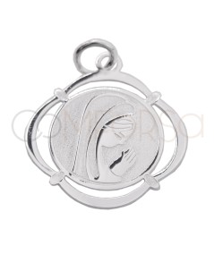 Sterling silver 925 cut-out Virgin round medal 17 x 18mm