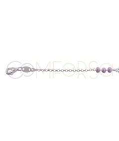 Pulsera infantil Cruz con esmalte rosa 14 + 2cm Plata 925