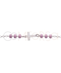 Sterling silver 925 pink enameled children’s bracelet with Cross 14 + 2cm