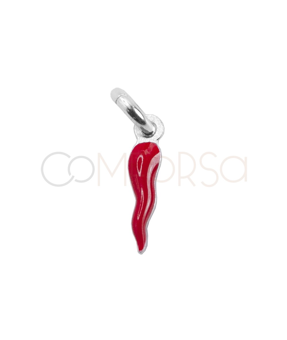 Colgante mini chilli rojo 2 x 9mm Plata 925