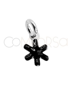 Sterling silver 925 mini black enameled asterisk pendant 5.5mm