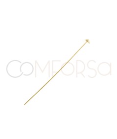 Sterling Silver 925 gold-plated pin with half-ball end 50mm