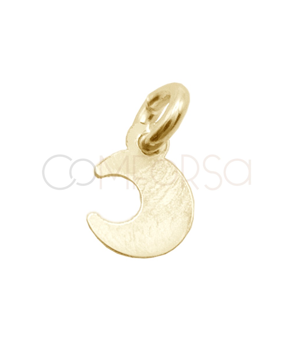 Mini colgante luna lisa 5 x 6mm Plata 925 chapada en oro