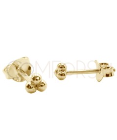 Mini pendiente 3 bolitas 3mm Plata 925 chapada en oro