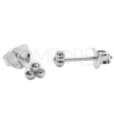 Mini Arete 3 bolitas 3mm Plata 925 chapada en oro