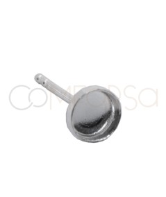 Sterling silver 925 round ear stud bezel 5mm