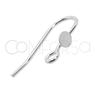 Sterling silver 925 hook with plain disc & handle 4mm