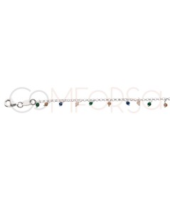 Sterling silver 925 bracelet with colored hanging stones 18 + 3cm