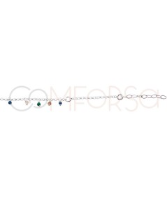 Sterling silver 925 bracelet with colored hanging stones 18 + 3cm