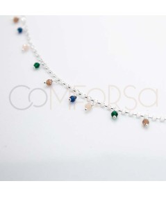 Pulsera combinada piedras colgantes 18 + 3cm Plata 925