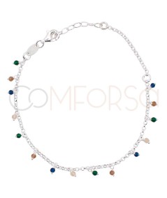Pulsera combinada piedras colgantes 18 + 3cm Plata 925