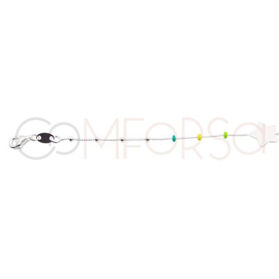 Grabación 1 cara Pulsera estrella bolitas Multicolor 17 + 3cm Plata 925