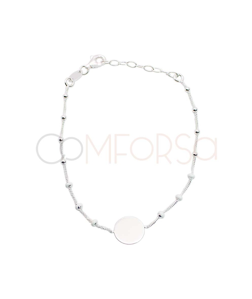 Pulsera círculo bolitas blancas 17 + 3cm Plata 925