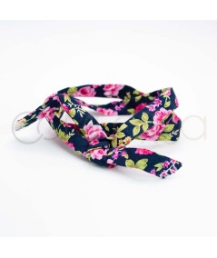 Fuchsia ribbon with flowers 63 cm