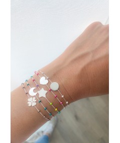 Pulsera con estrella y bolitas Multicolor 17 + 3cm Plata 925