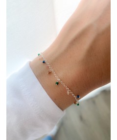 Sterling silver 925 bracelet with colored hanging stones 18 + 3cm