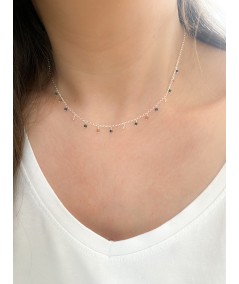 Sterling silver 925 choker with colored hanging stones 40 + 5cm